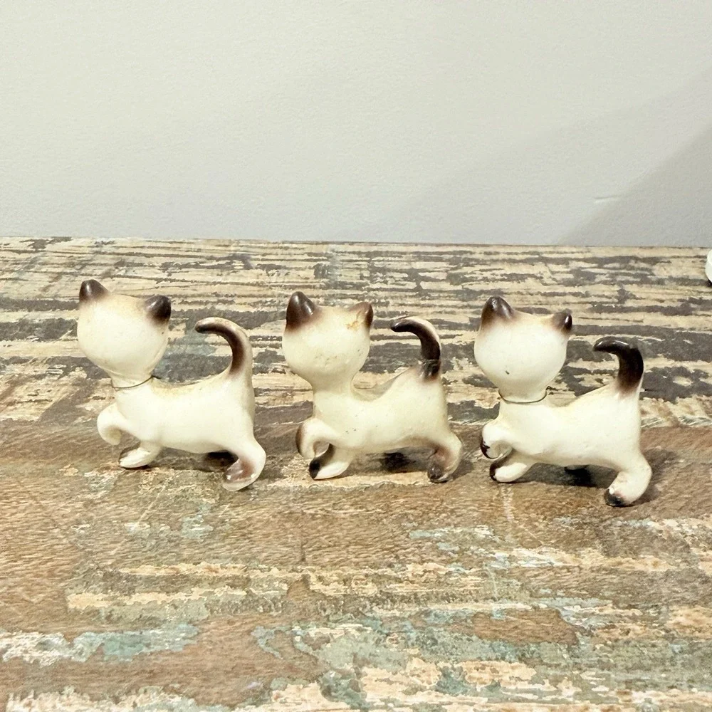 Siamese Cat Figurines‎ Lot Of 3 Ceramic Mini Hagen Renaker Kitten Blue Eyes